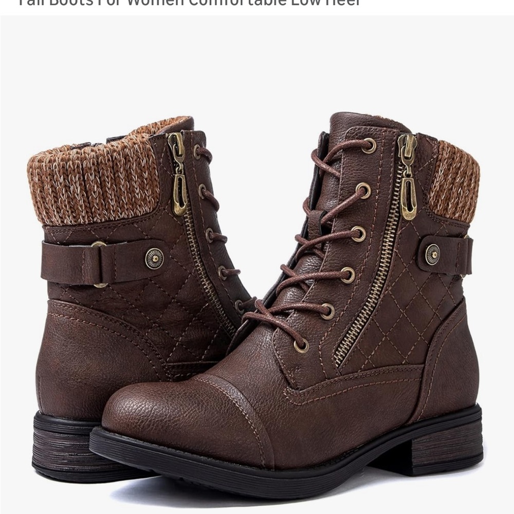 Brown Lace-Up Ankle Boots